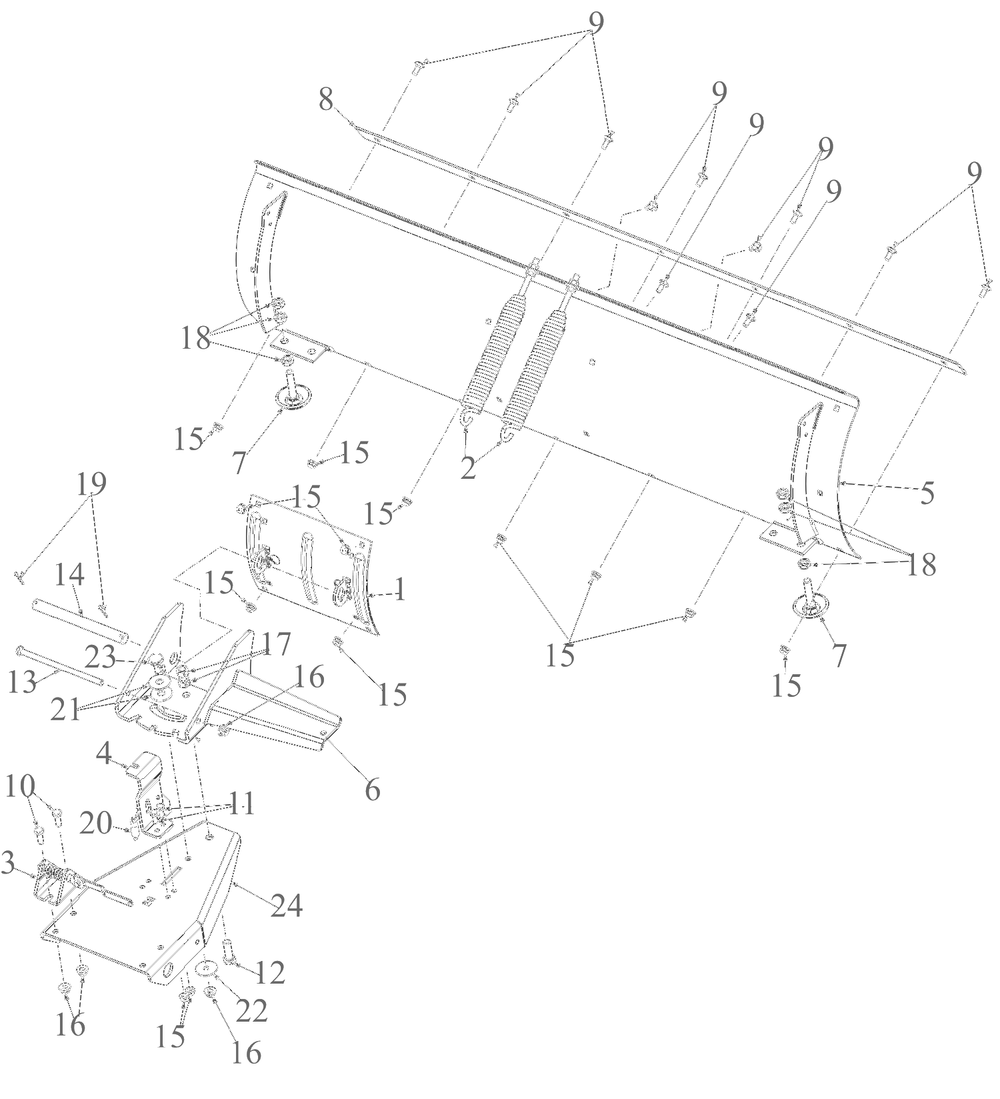 Attachments / 19a70063oem 52-Inch Plow Kit / Blade Assembly Diagram and Parts List for 2022 Yard Machines Lawn Tractor